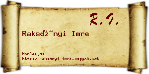 Raksányi Imre névjegykártya